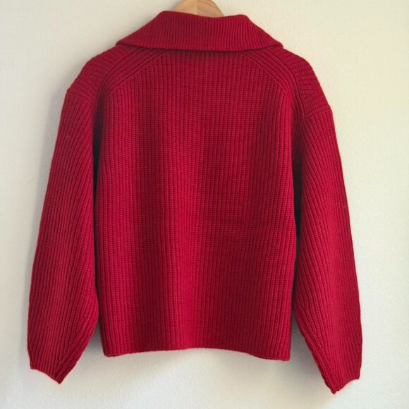 Everlane The Half-Zip Sweater in Luxe Merino in Berry Red, Size Medium - Picture 9 of 9